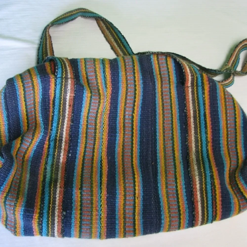 Vintage Knit Duffle Bag Colored Stripes